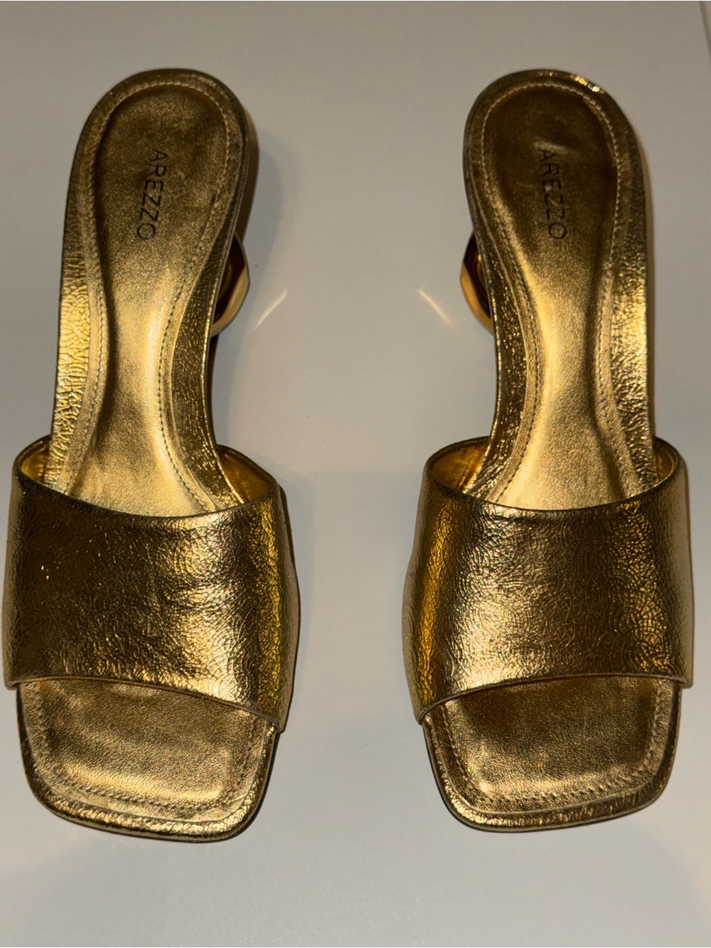 Arezzo Metallic Gold Slide Mules
